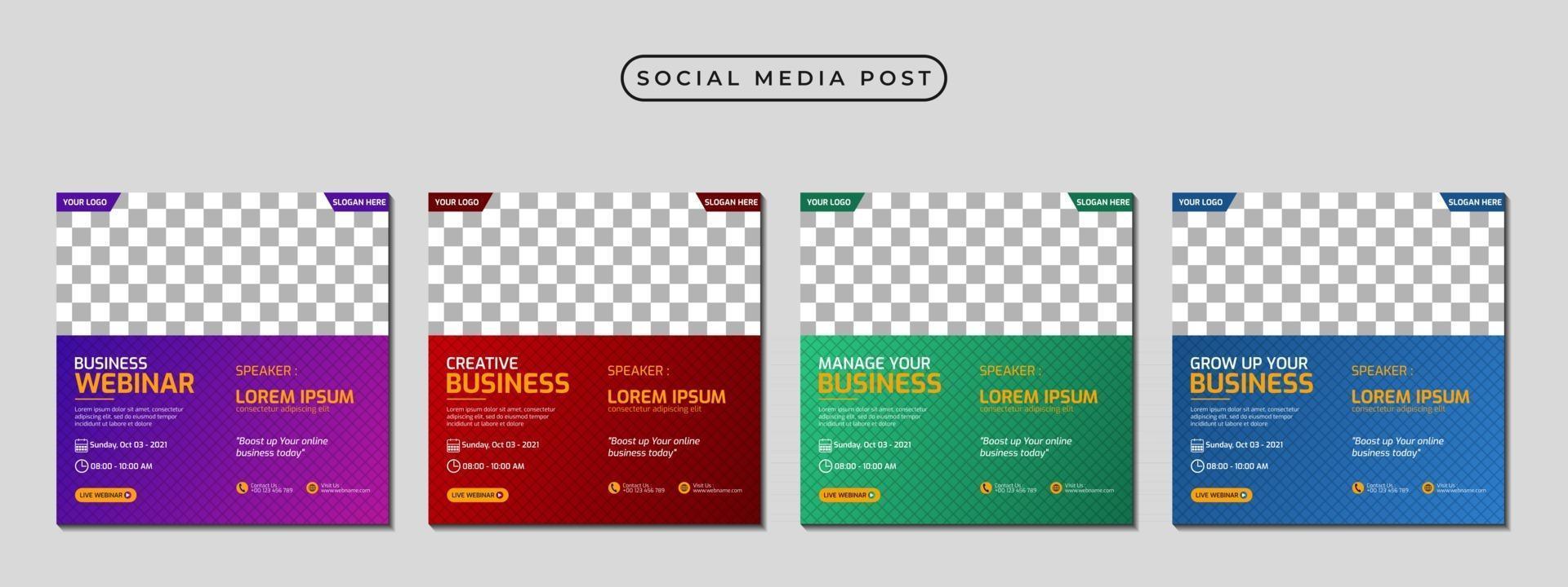 Collection of social media post banner template design vector