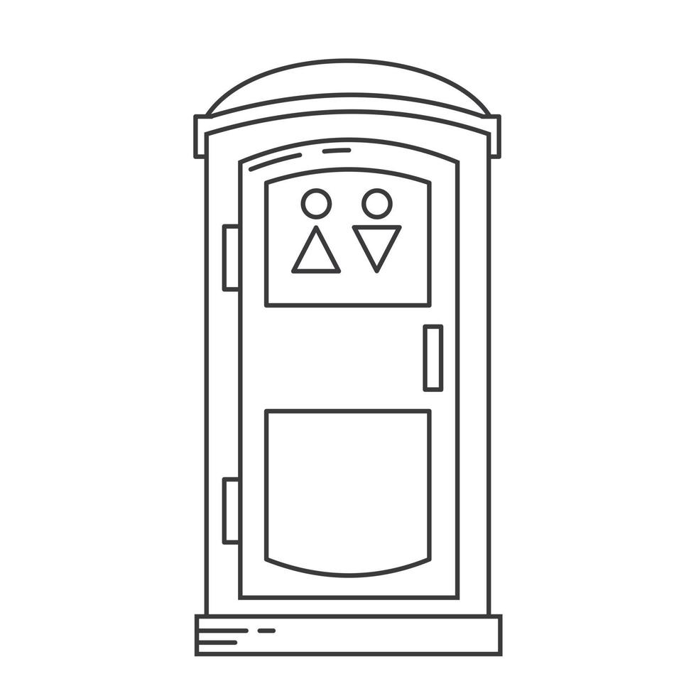 Mobile portable bio toilet outline icon. Front view. Blue wc vector