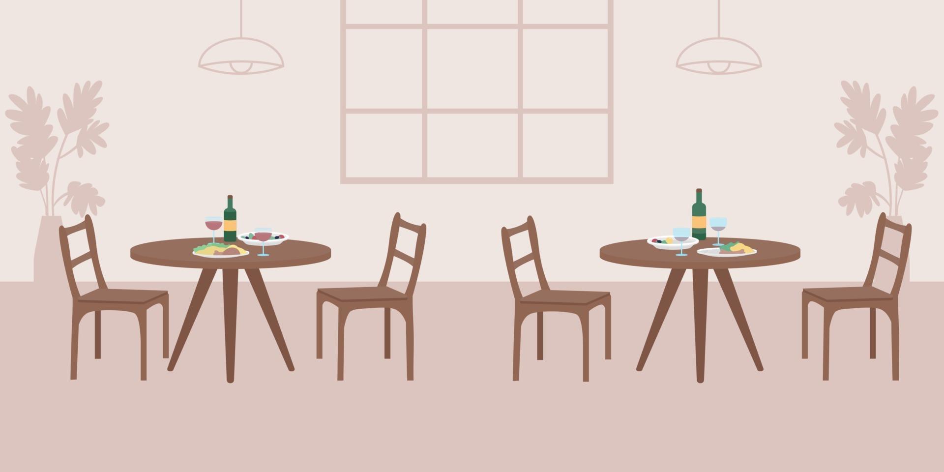 Empty cafe flat color vector illustration