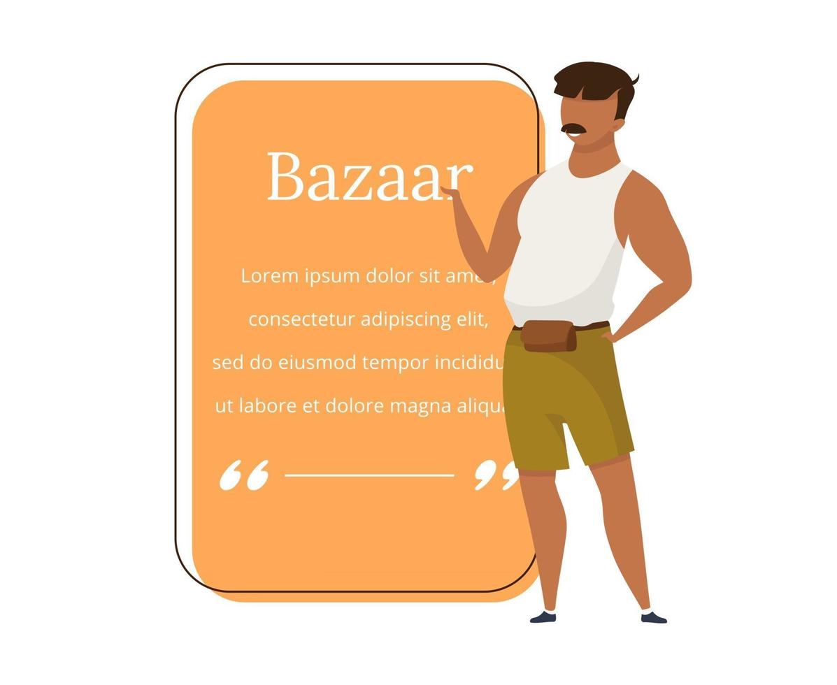 Bazaar seller flat color vector character quote