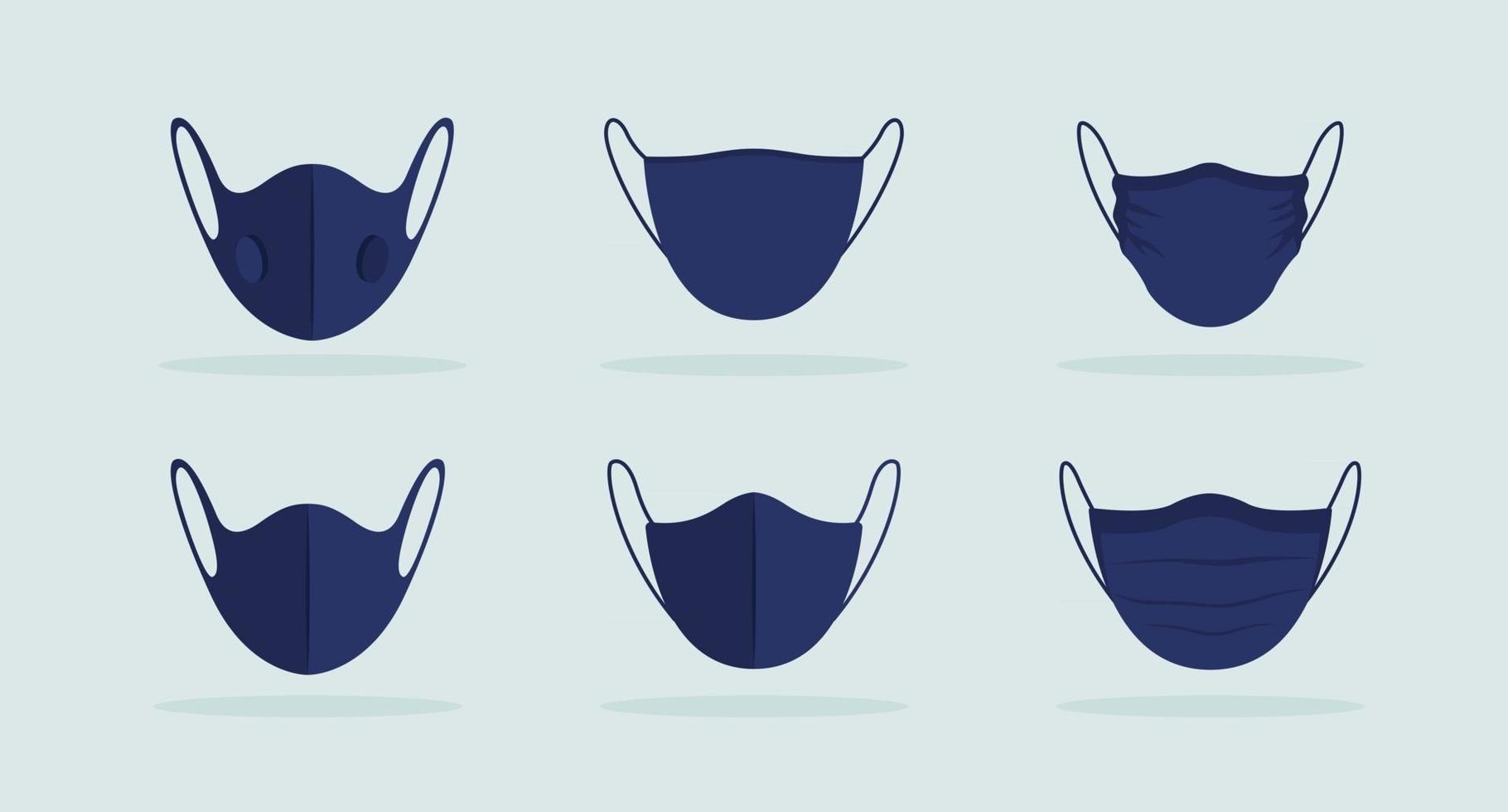 Face mask frontal view black mockup vector