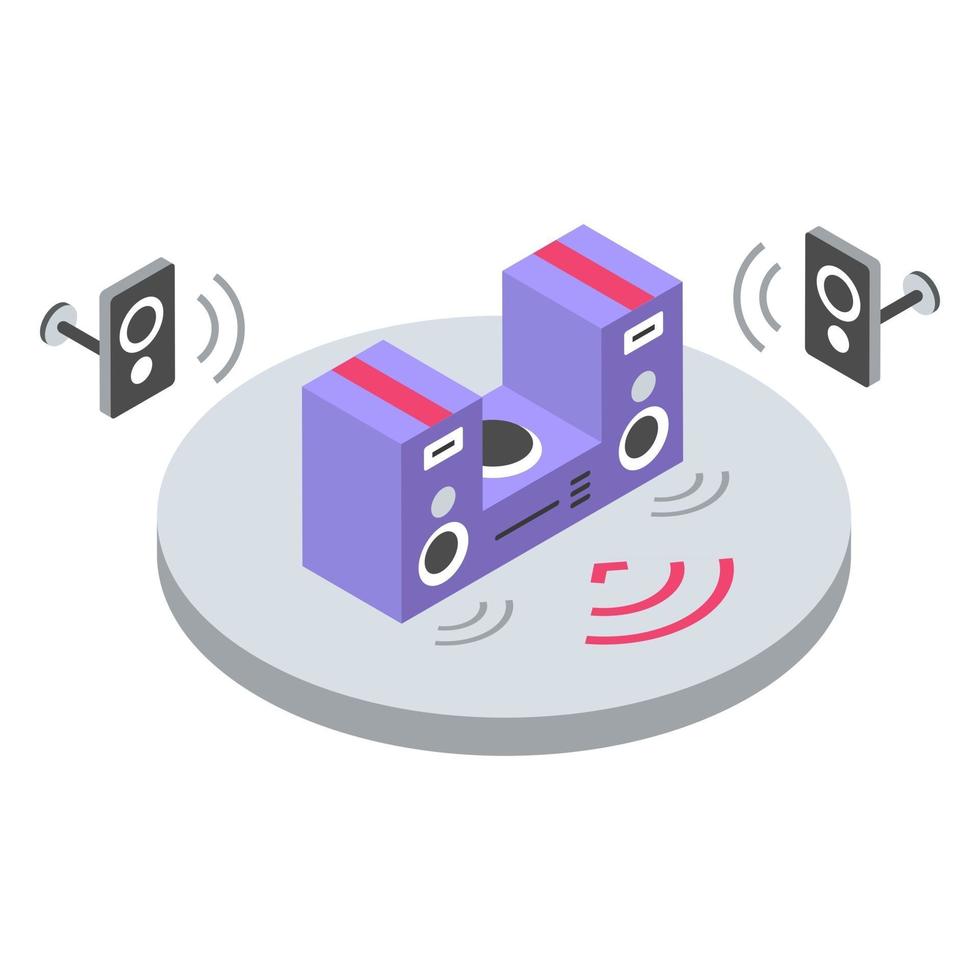 Stereo system isometric color vector illustration