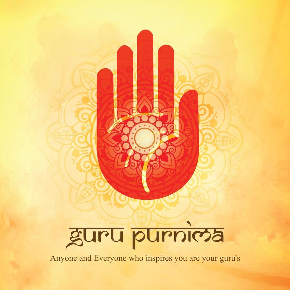 cartel de guru purnima con mano vector