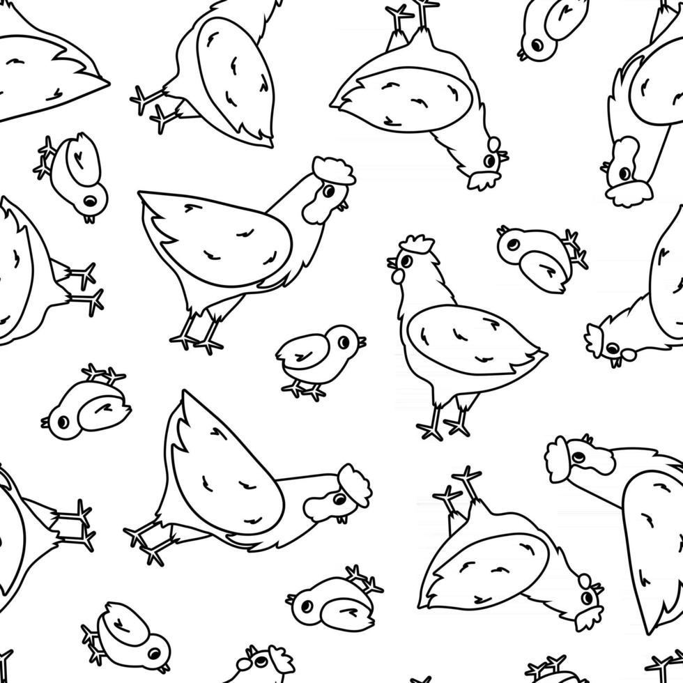 Seamless repeat pattern of  Cartoon cute farm domestic animals vector