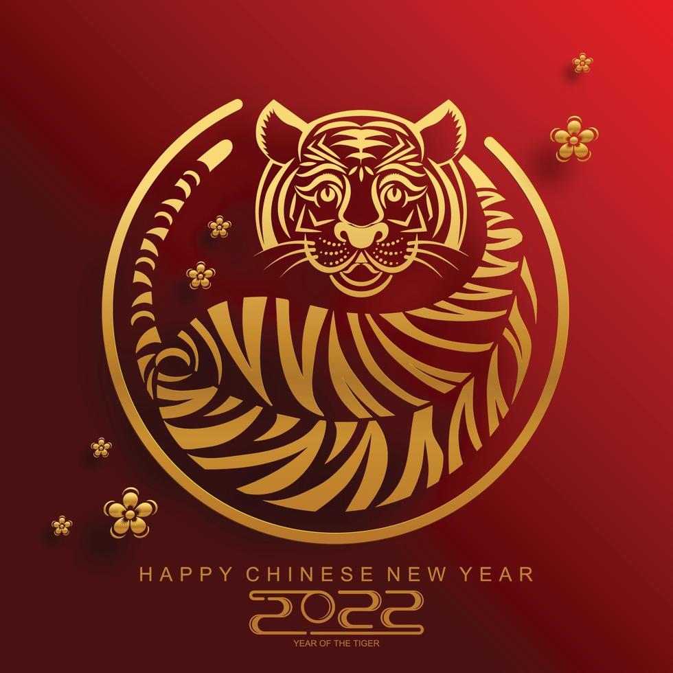Happy chinese new year 2022 year of the tiger vector