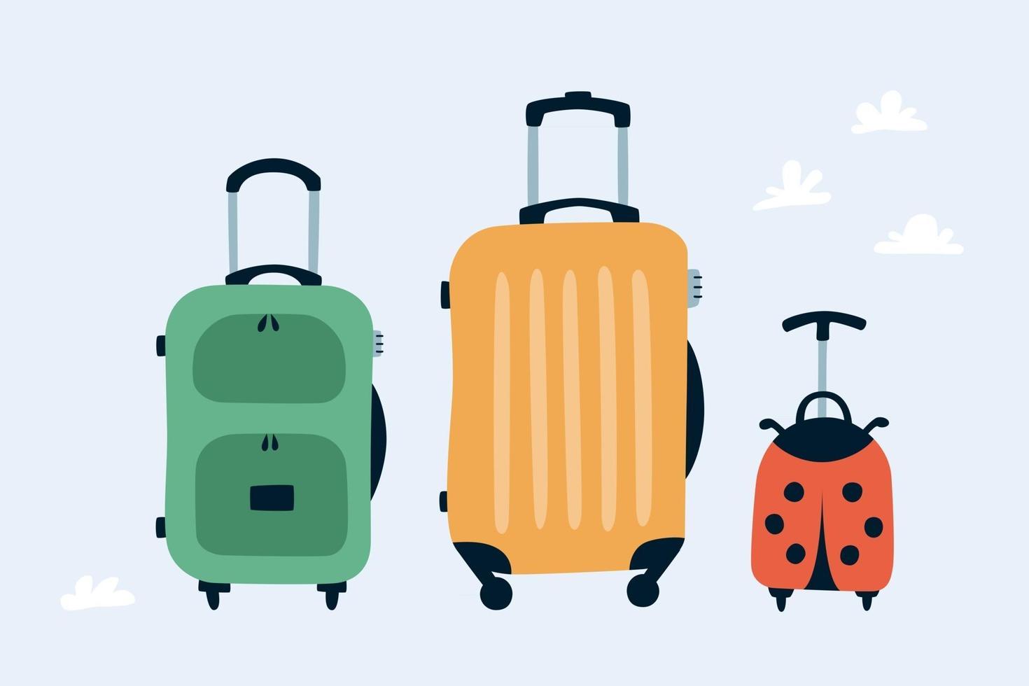 Travel bags. Family travel concept. Hand drawn  vector illustration