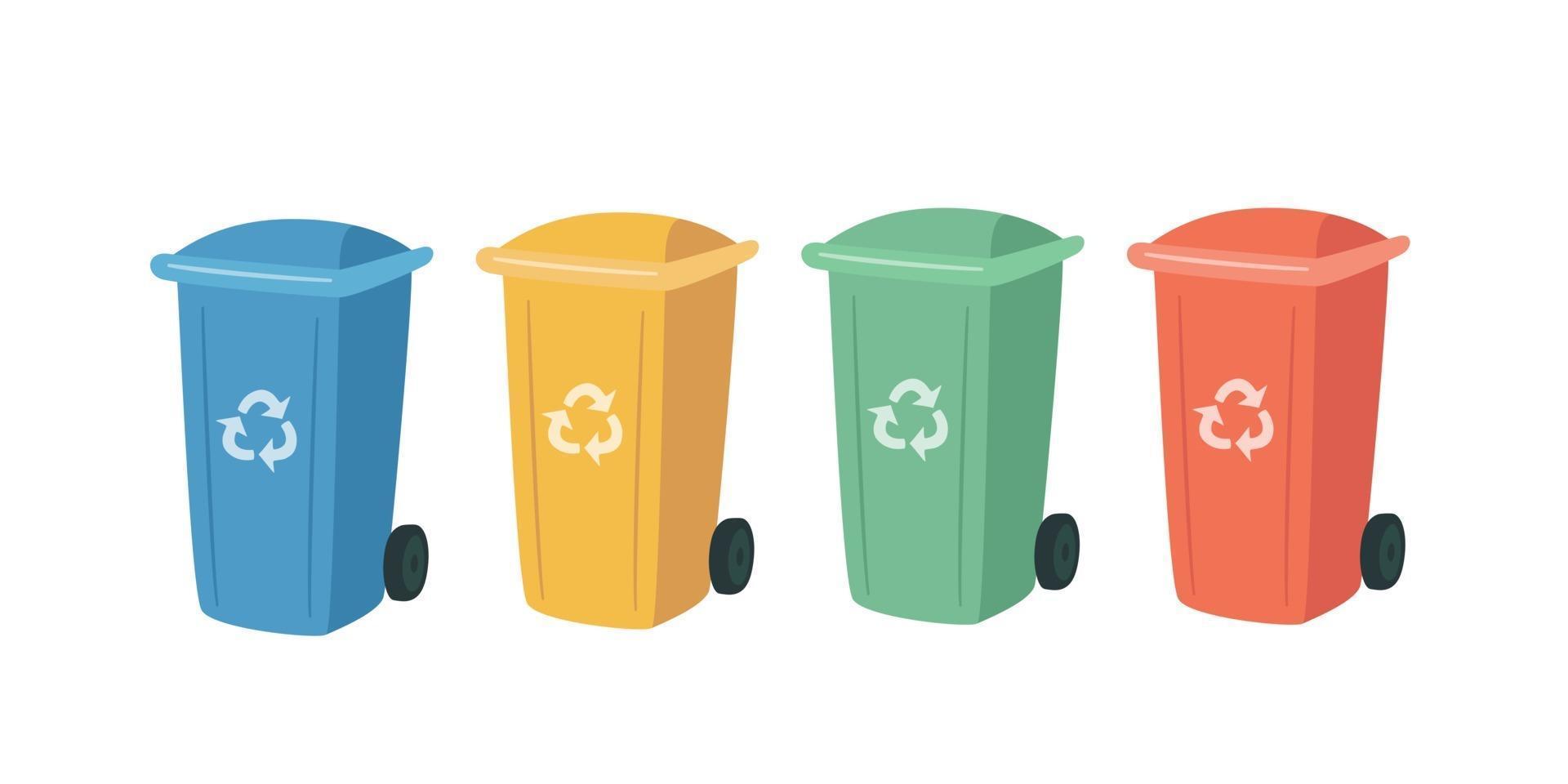 Containers For Recycling Waste Sorting. Garbage colorful cans vector