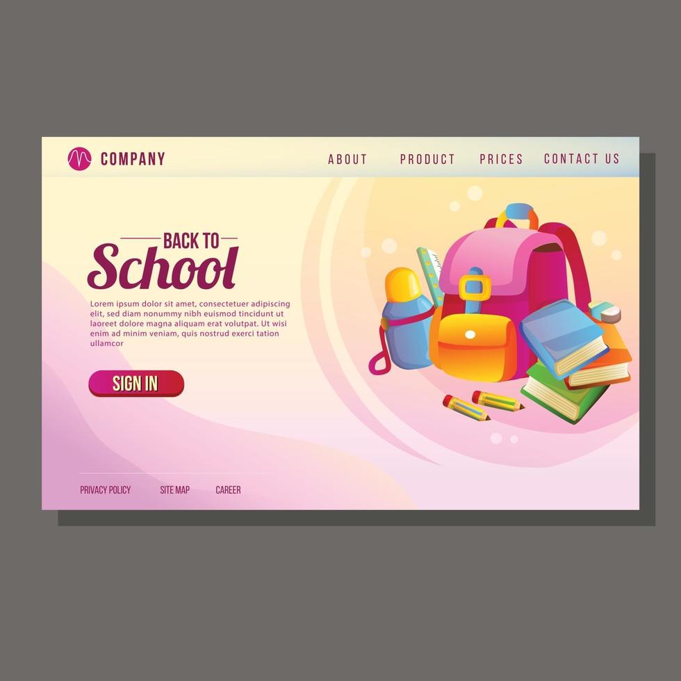 school landing page education school objects pink background vector