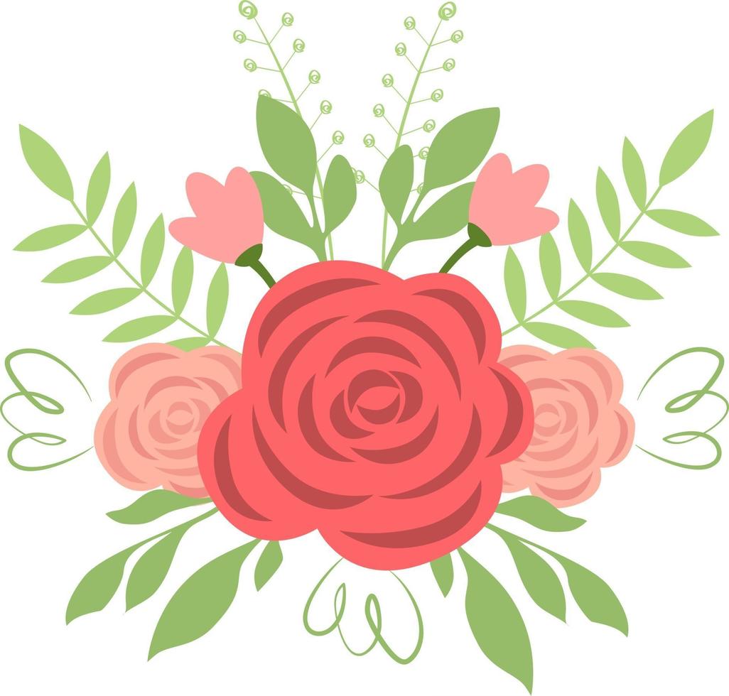 bouquet with roses and herbs vector