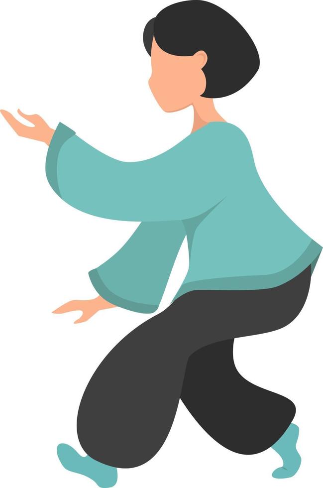 girl performing chinese gymnastics tai chi exercises vector