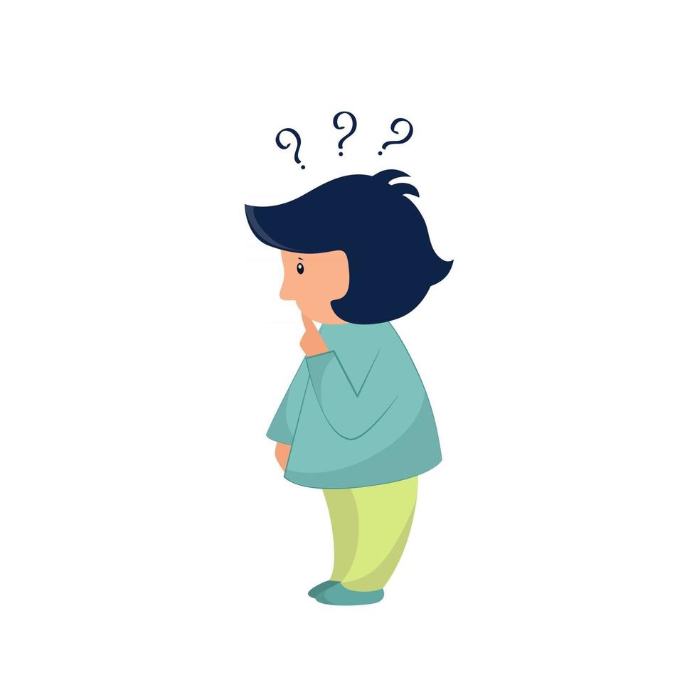 Vector illustration of a little child with questions