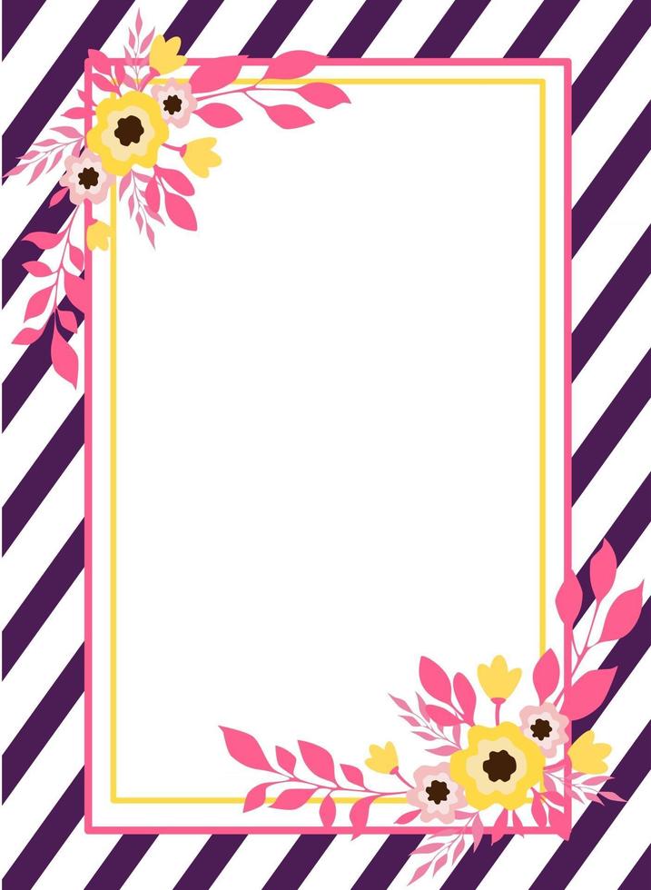 striped floral frame vector