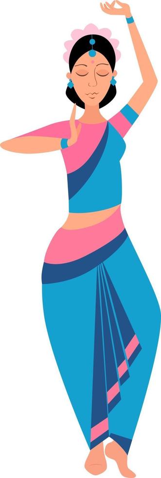 bailarina de danza india estilo plano vector