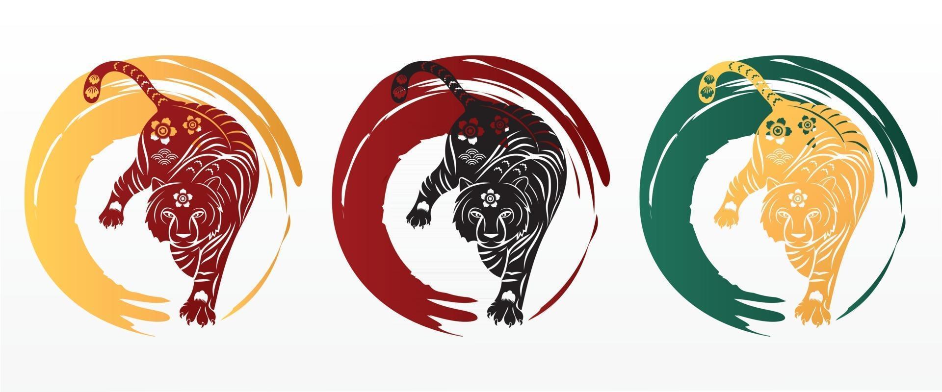 Happy Chinese new year 2022 year of the tiger paper cut. vector