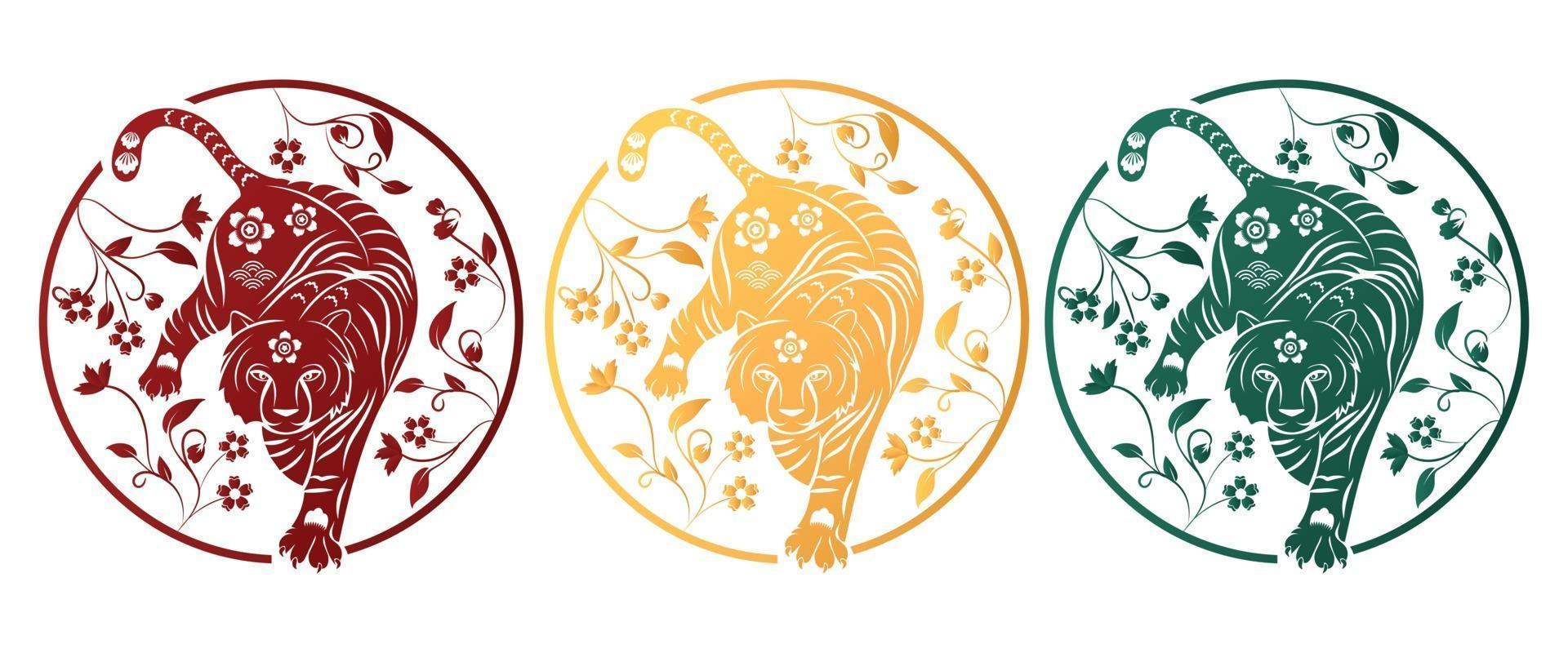 Happy Chinese new year 2022 year of the tiger paper cut. vector