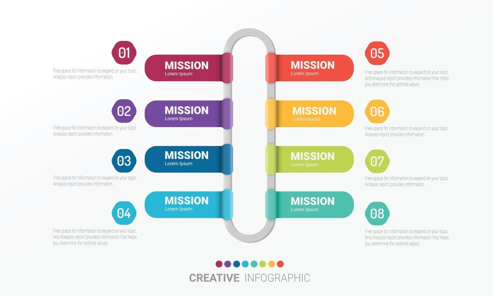 Infographic design template with numbers 8 option vector