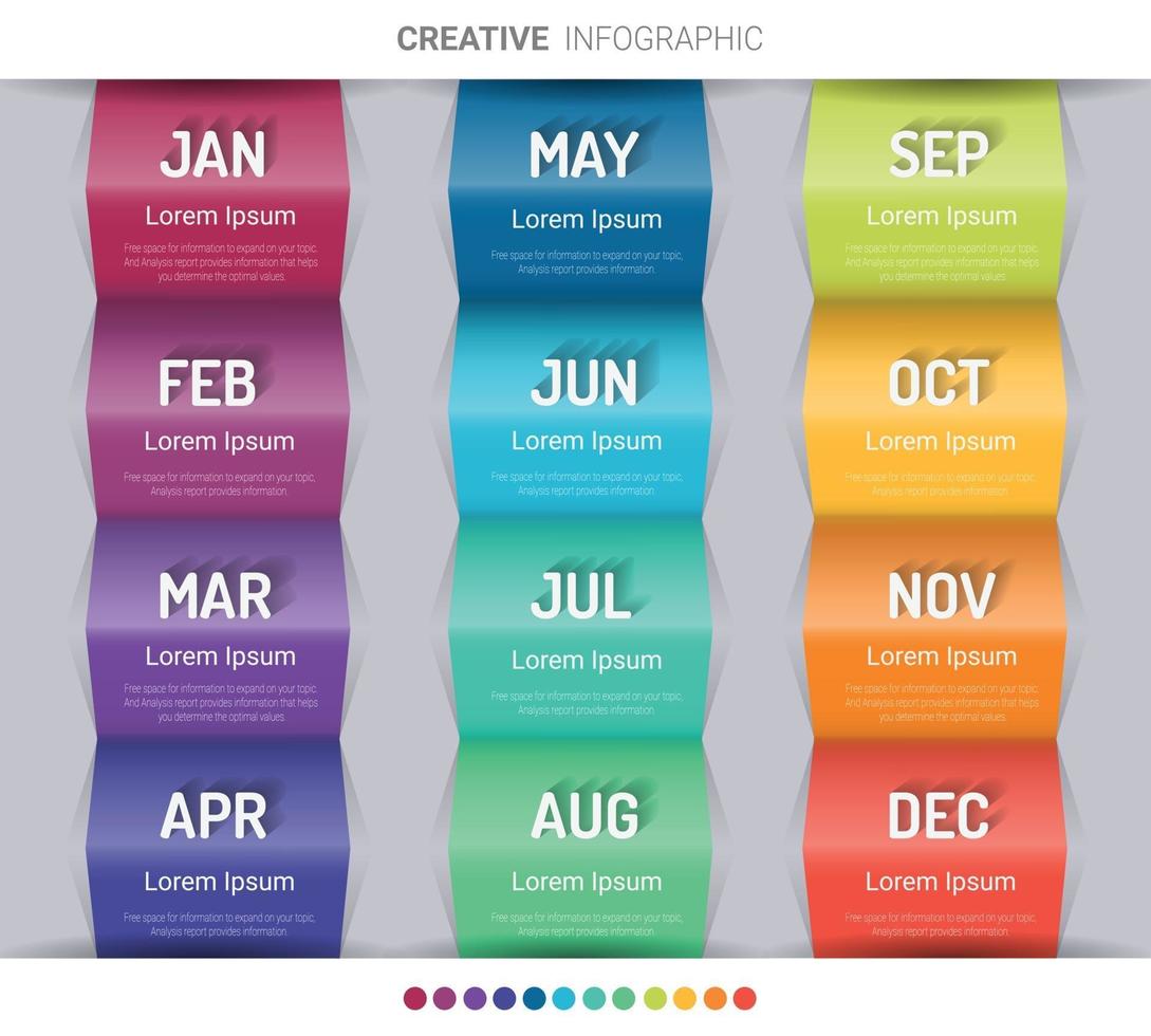 Presentation business infographic template for 12 months vector