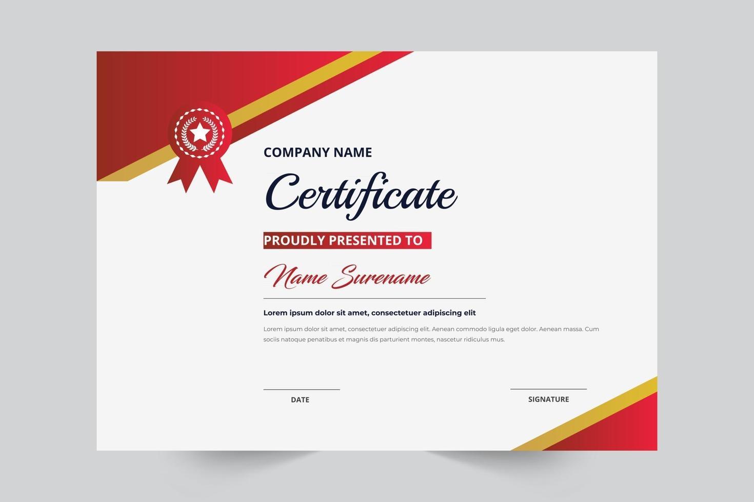 Certificate of Appreciation template red and gold color elegant vector