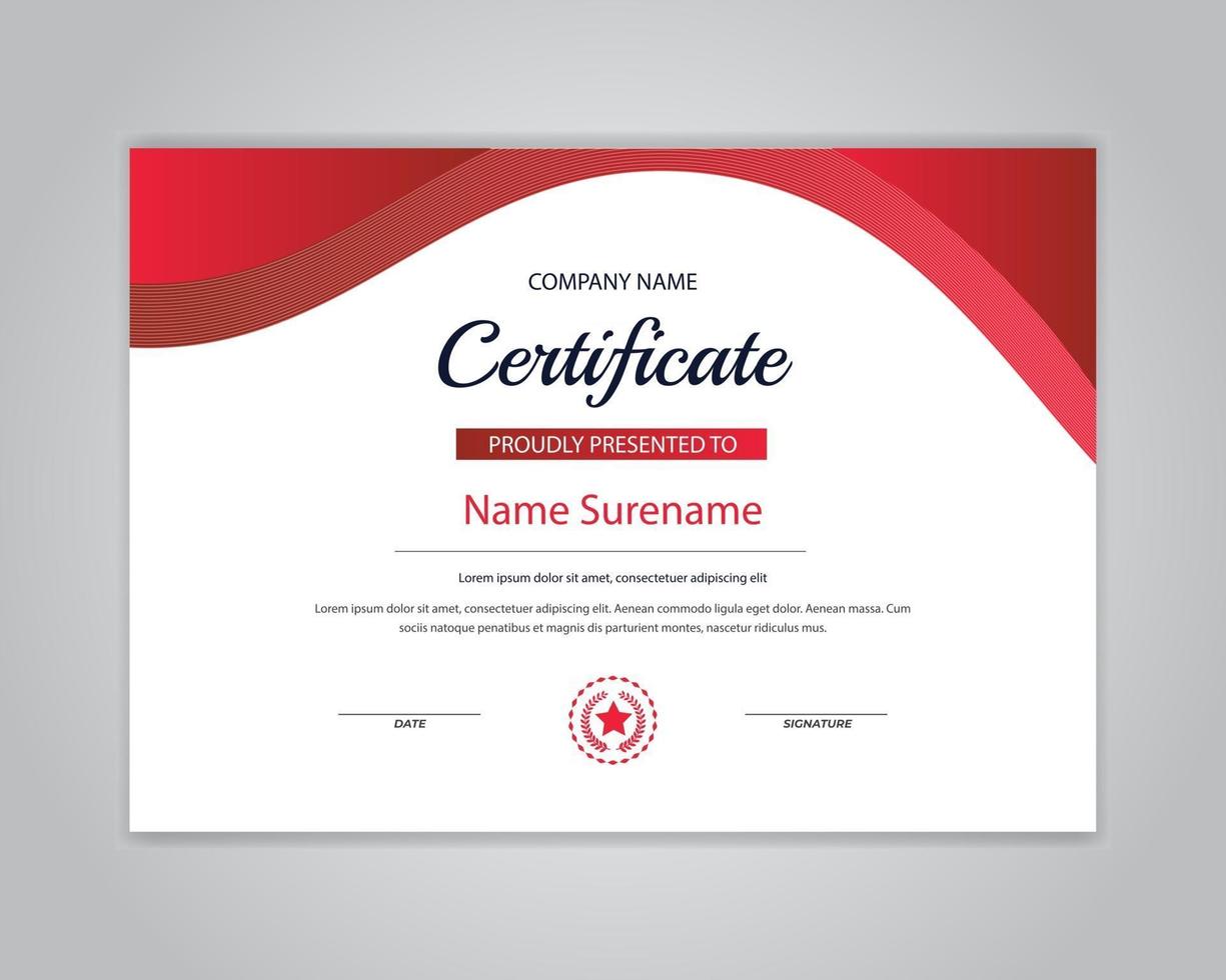Red Color Certificate Of Appreciation Template Design vector