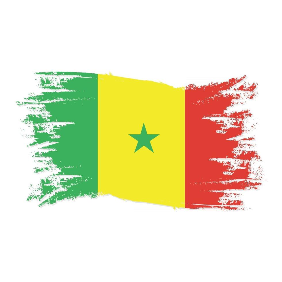 bandera de senegal con pincel de acuarela vector