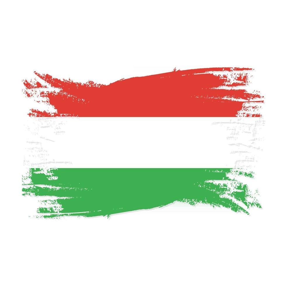 Hungary Flag With Watercolor Brush vector