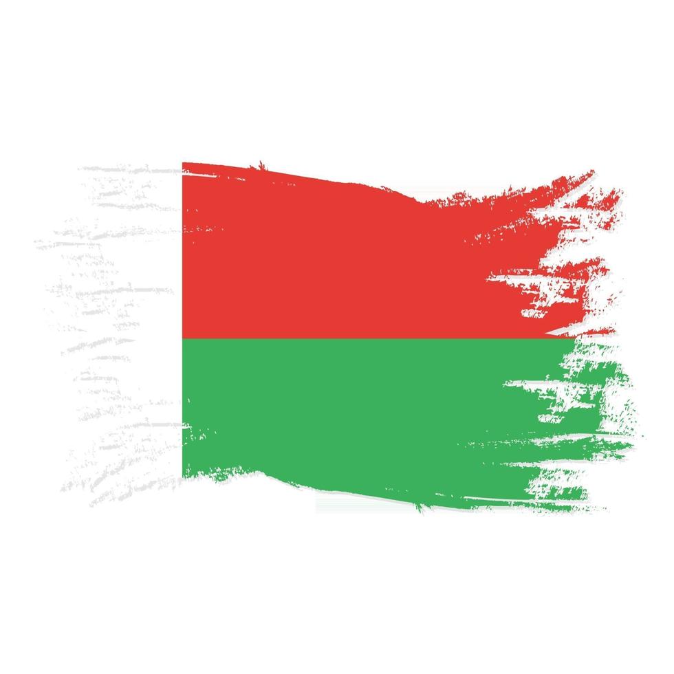 Madagascar Flag With Watercolor Brush vector