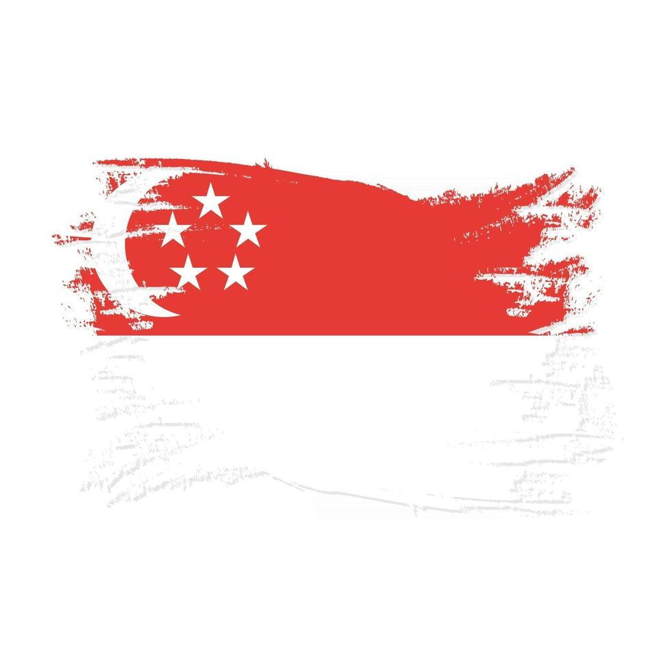 Singapore Flag With Watercolor Brush vector