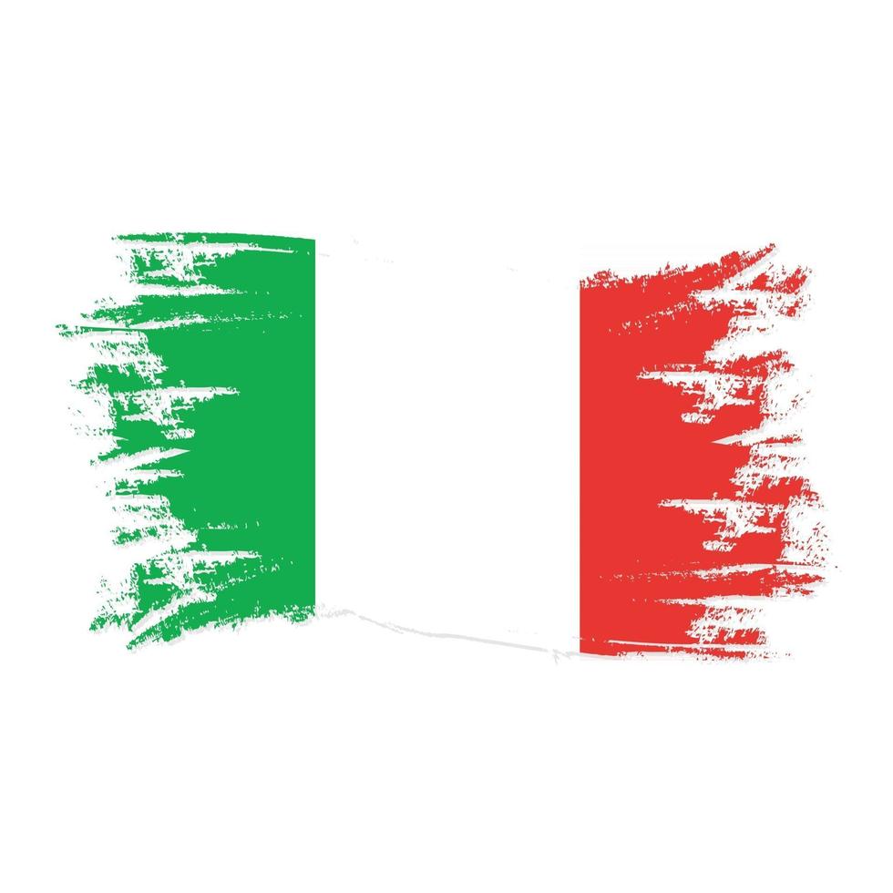 bandera de italia con pincel de acuarela vector