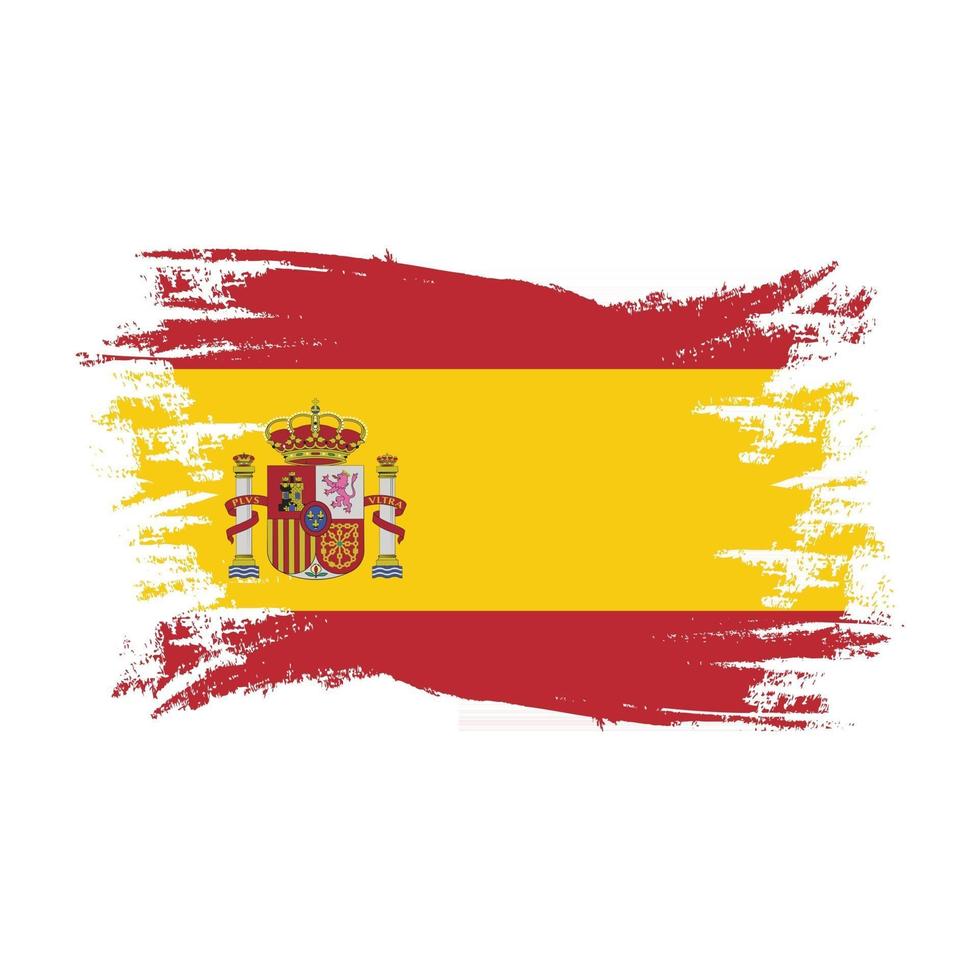 bandera de españa con pincel de acuarela vector