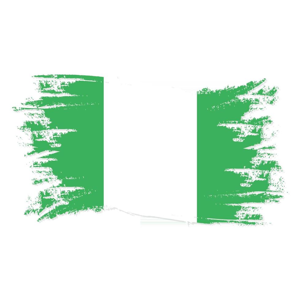 Nigeria Flag With Watercolor Brush vector