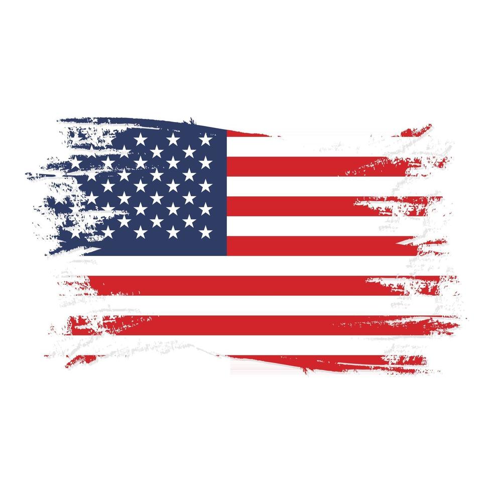 United States Flag With Watercolor Brush vector