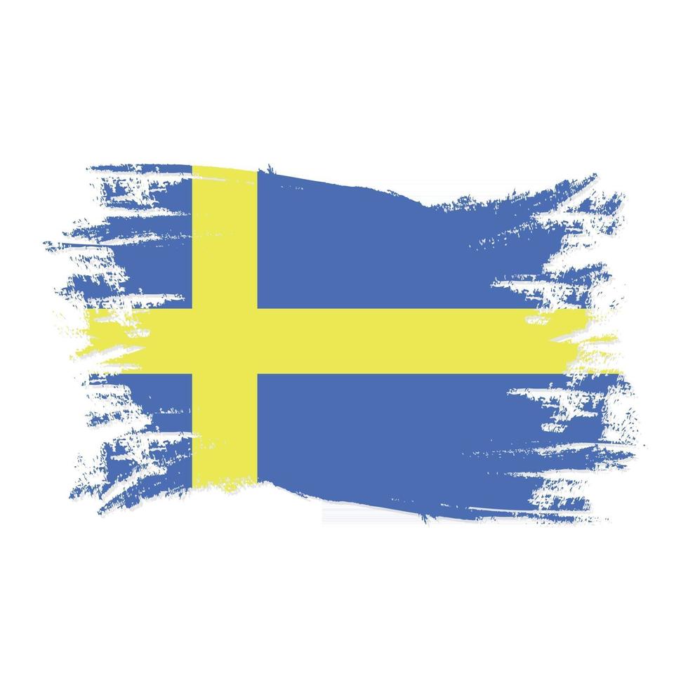 Sweden Flag With Watercolor Brush vector