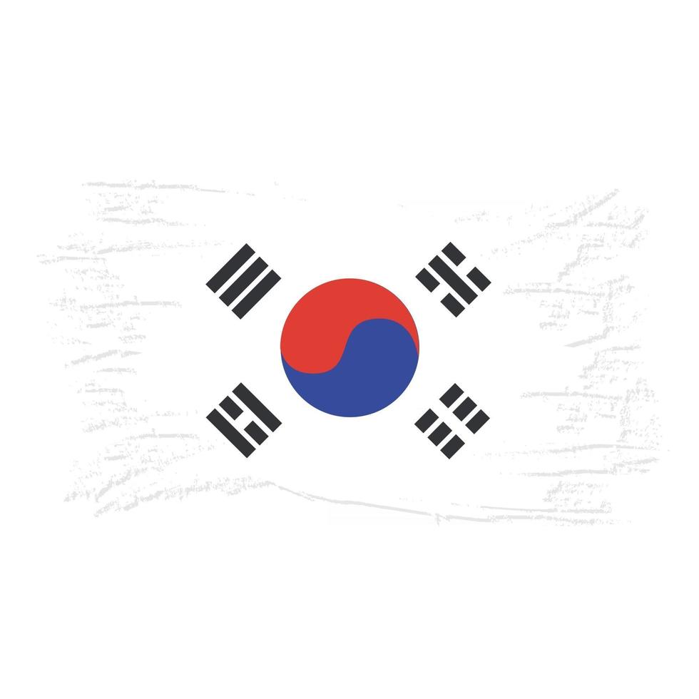 South Korea Flag With Watercolor Brush vector