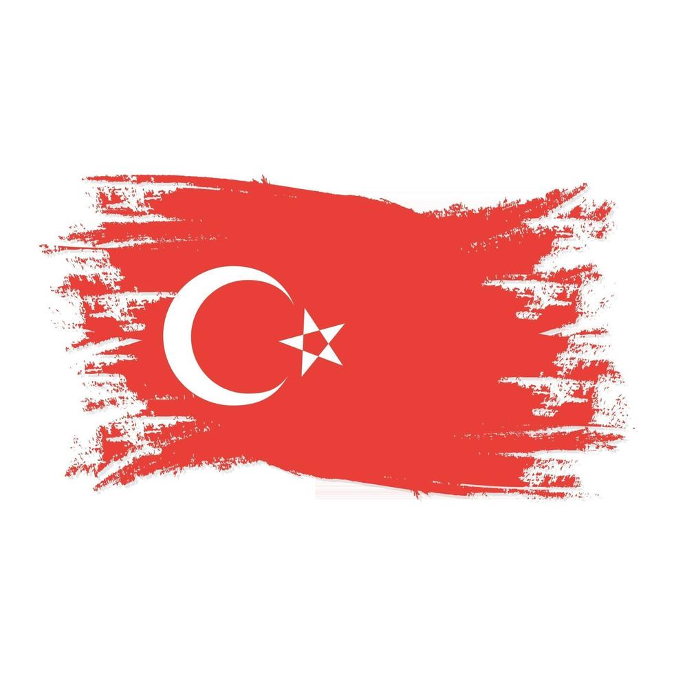 Turkey Flag With Watercolor Brush vector