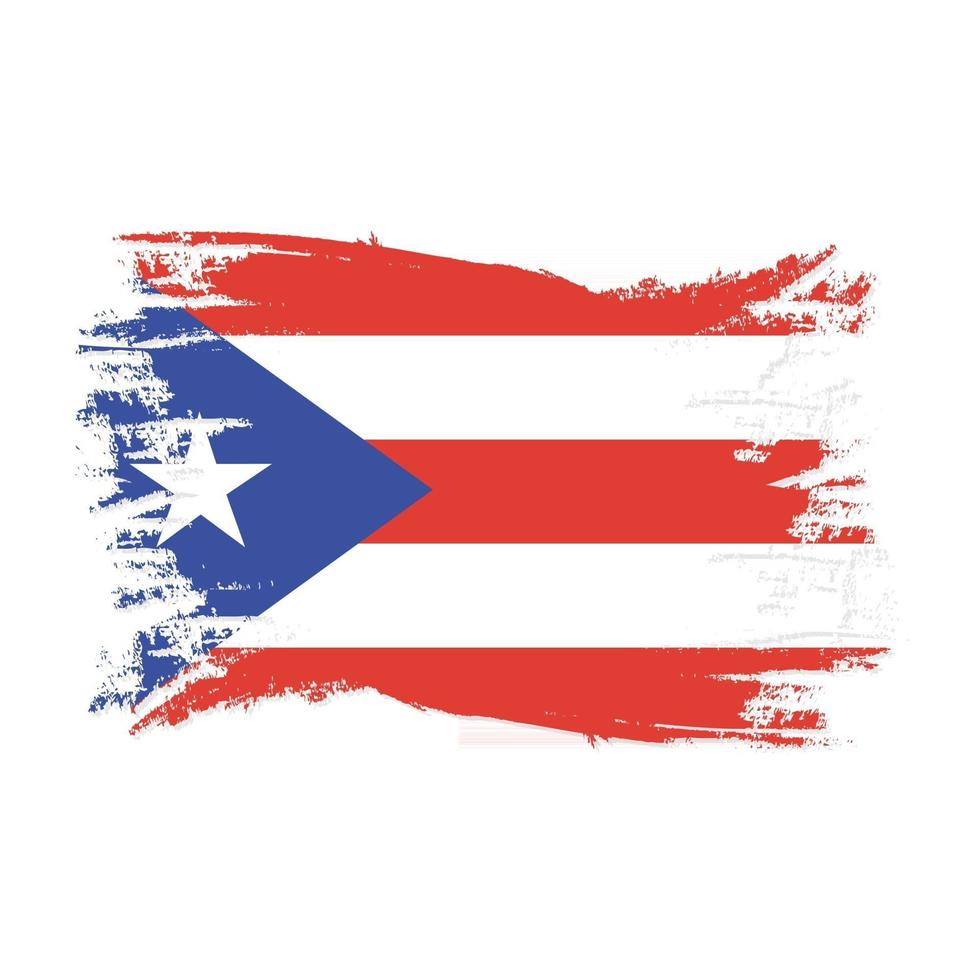 Puerto Rico Flag With Watercolor Brush vector