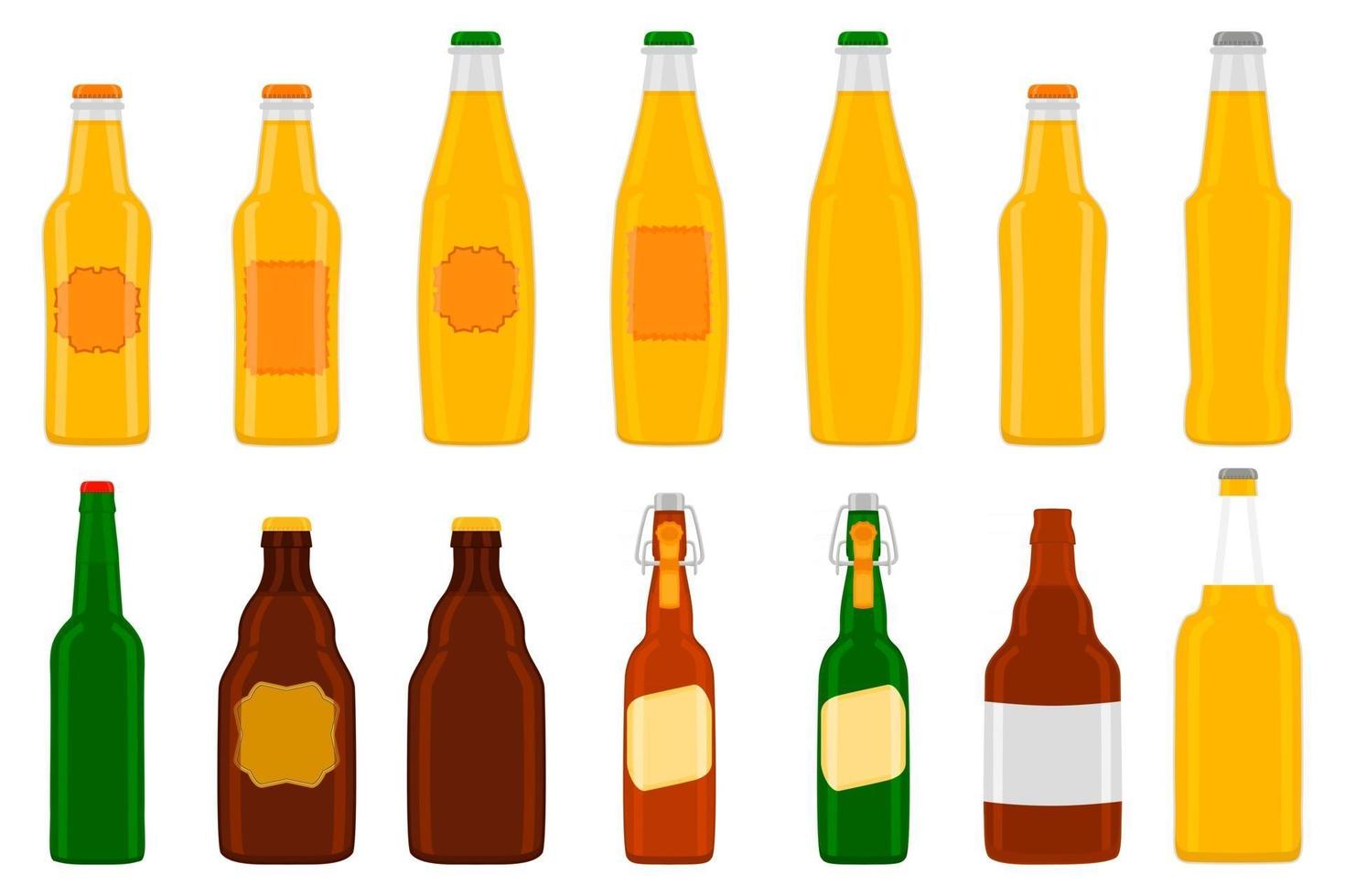 Ilustración sobre el tema de las botellas de vidrio de cerveza de gran kit con tapa para cervecería vector