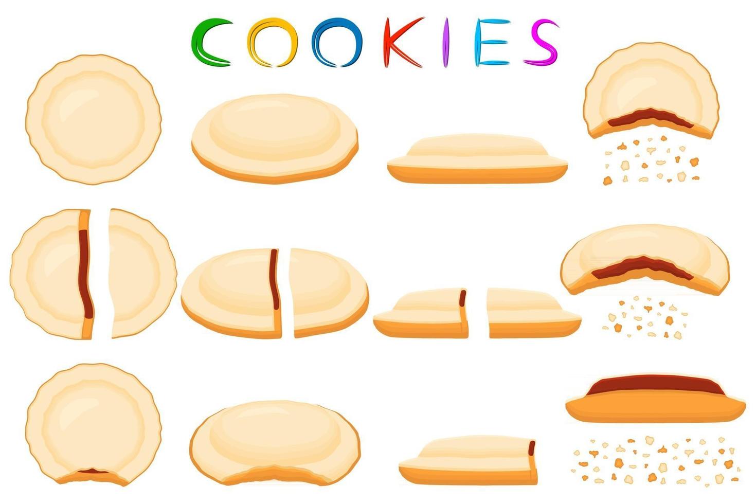 Ilustración sobre el tema gran conjunto de galletas diferentes vector