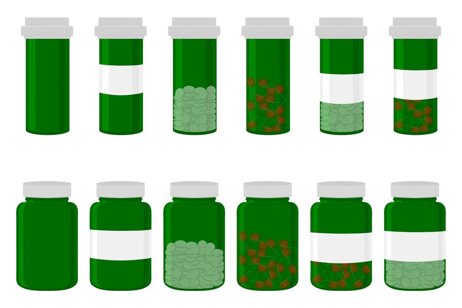 Illustration on theme big colored set different types of pills vector