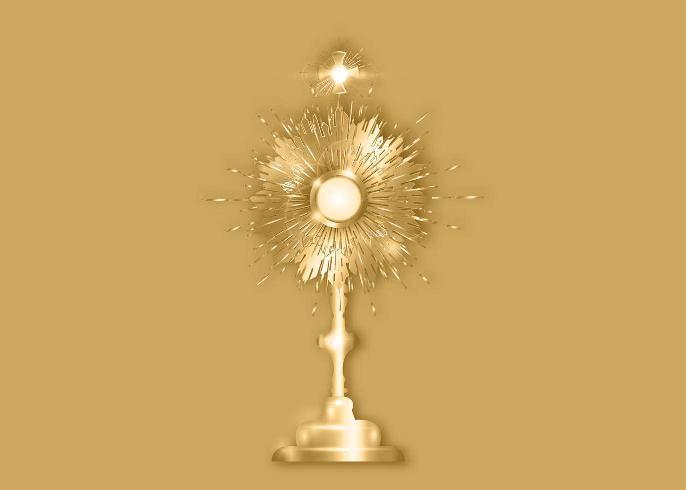 Monstrance gold Ostensorium used in Roman Catholic vector