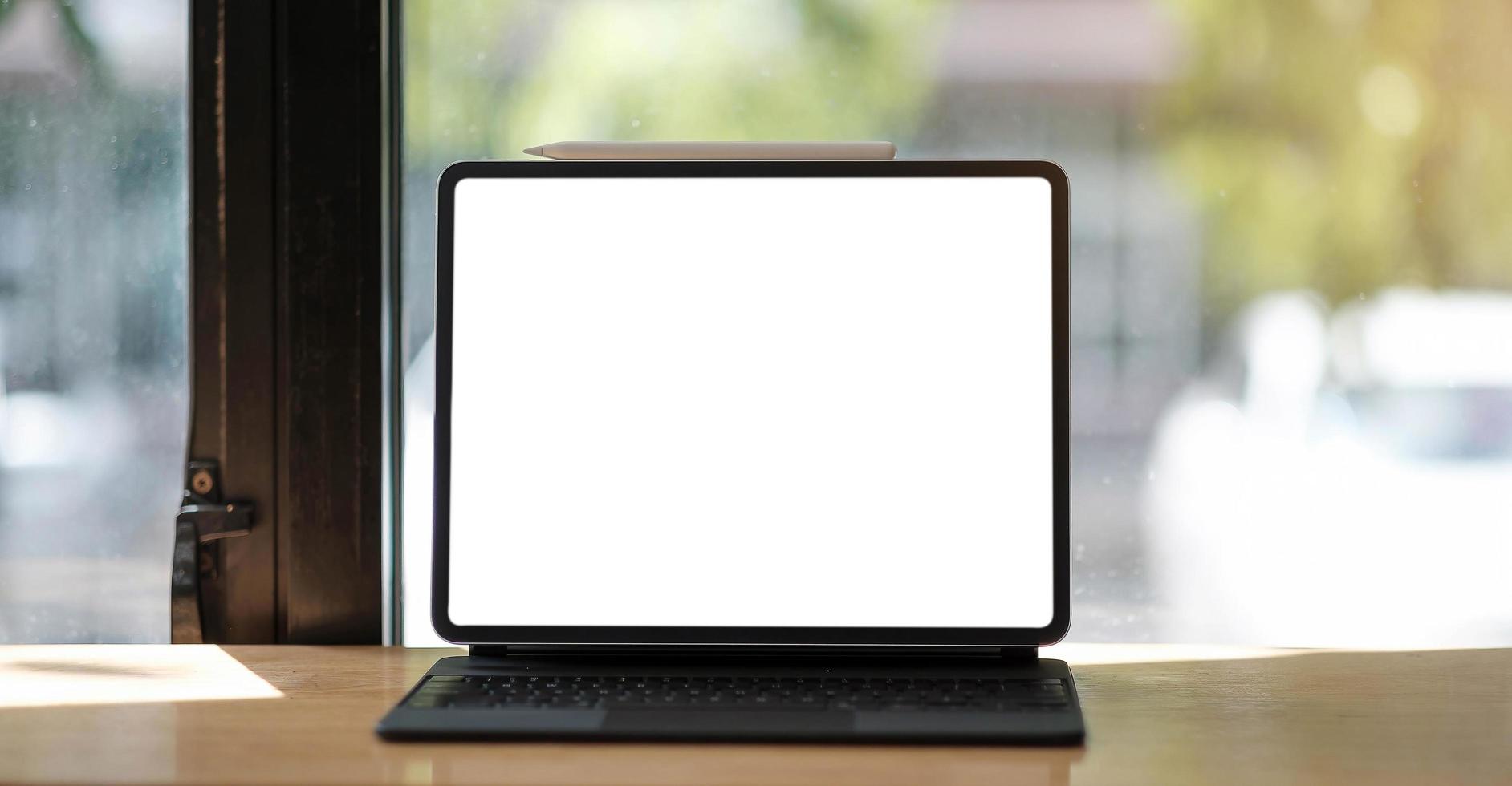 Laptop computer in the office photo