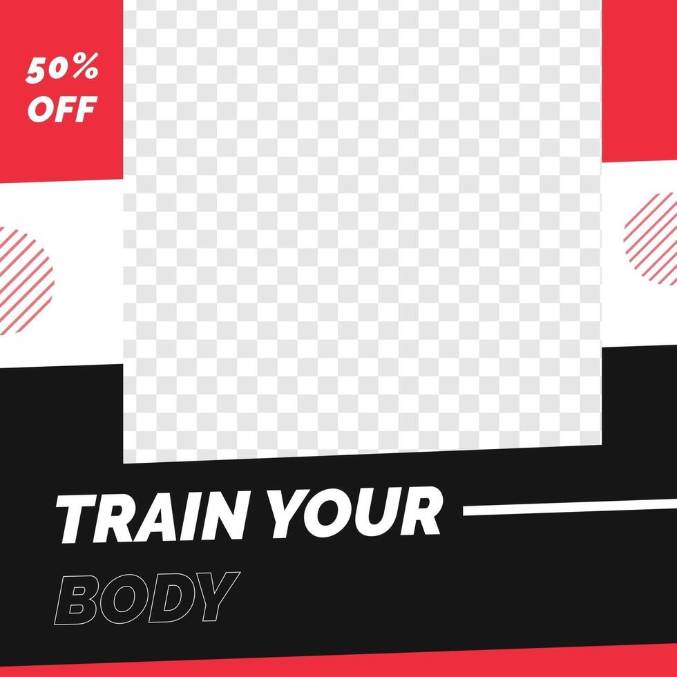 Fitness gym sale discount poster social media post template vector