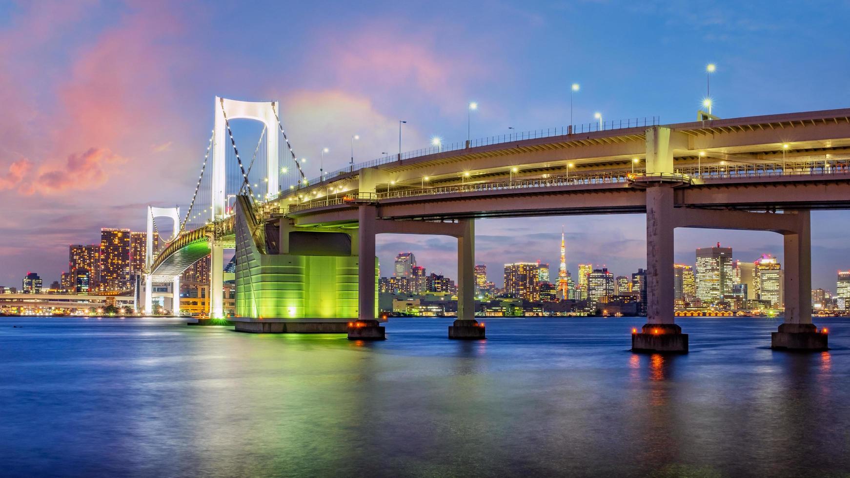 Panorama view of Tokyo skyline in the evening photo