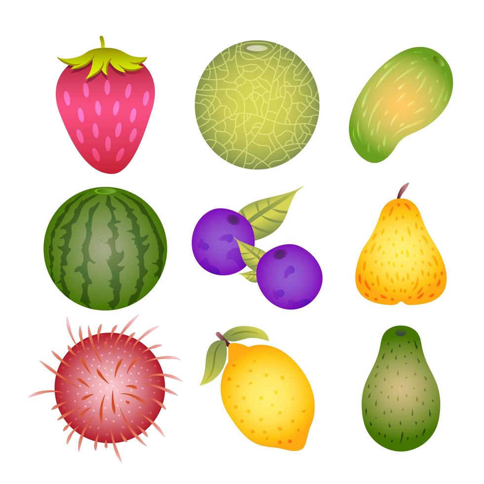 conjunto de plantillas de iconos de frutas vector