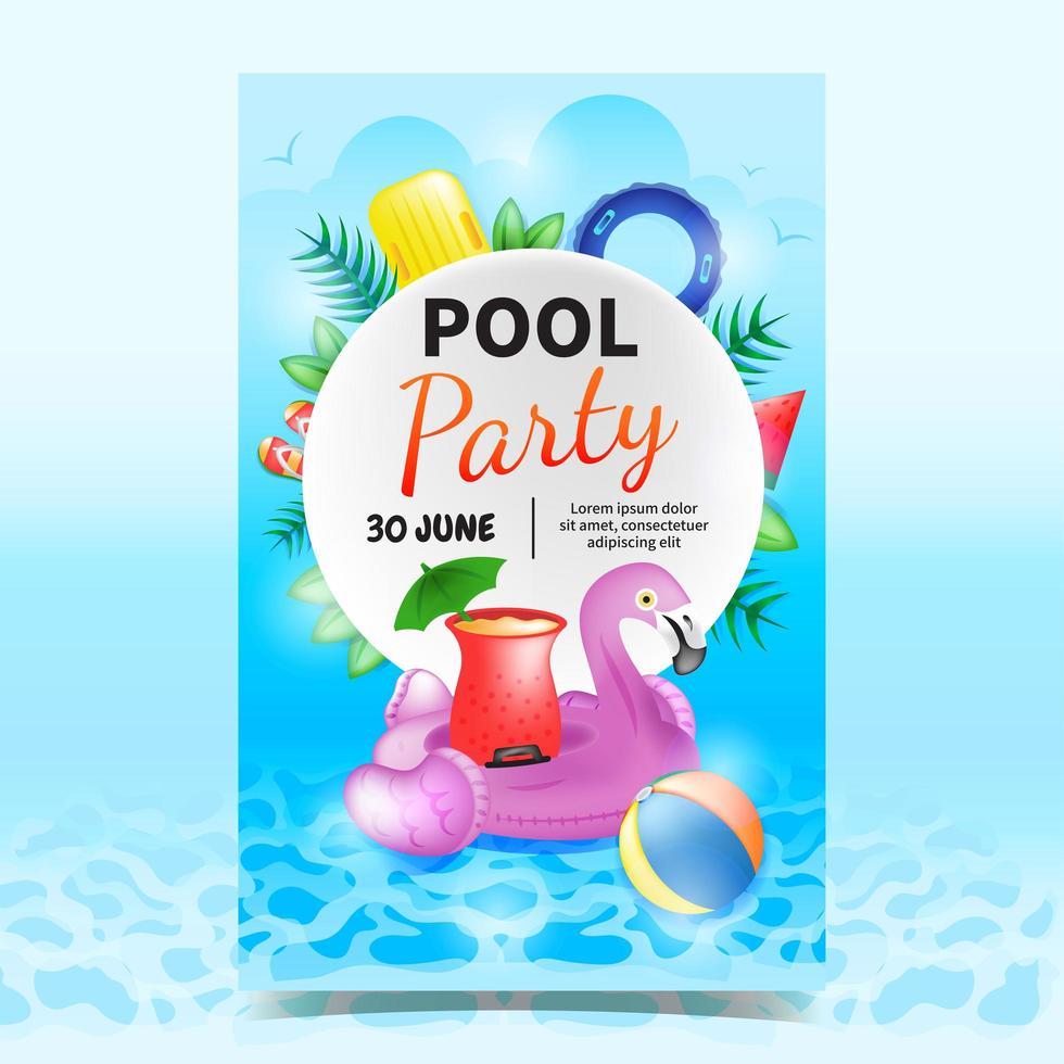 Colorful Pool Party Poster Background Template vector