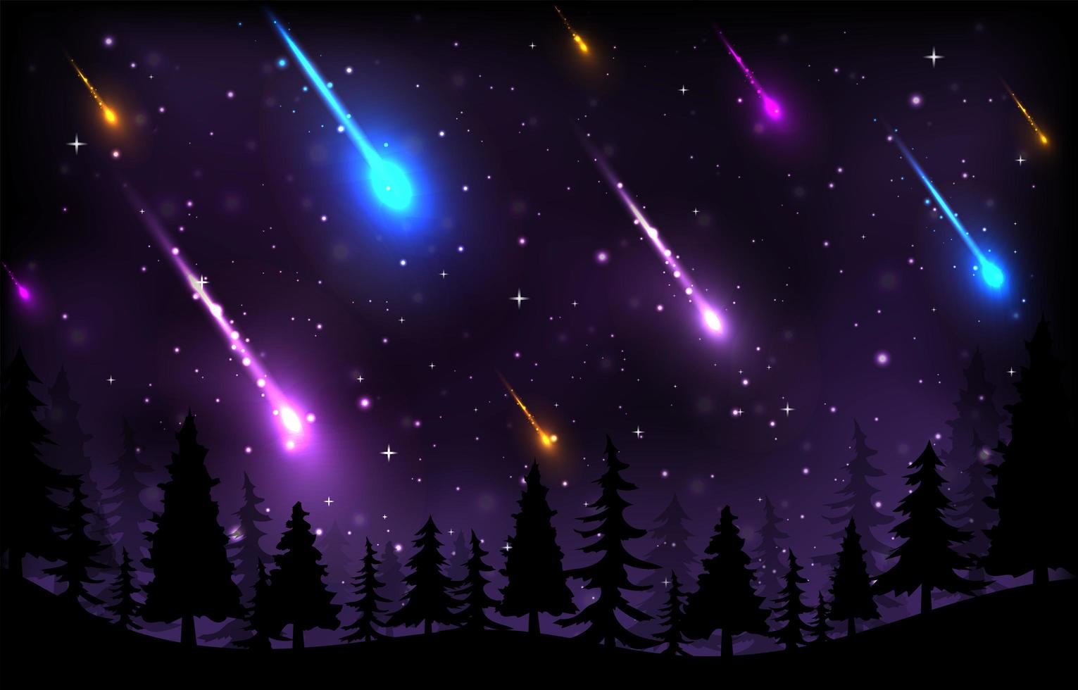 Meteor Shower Background Template vector