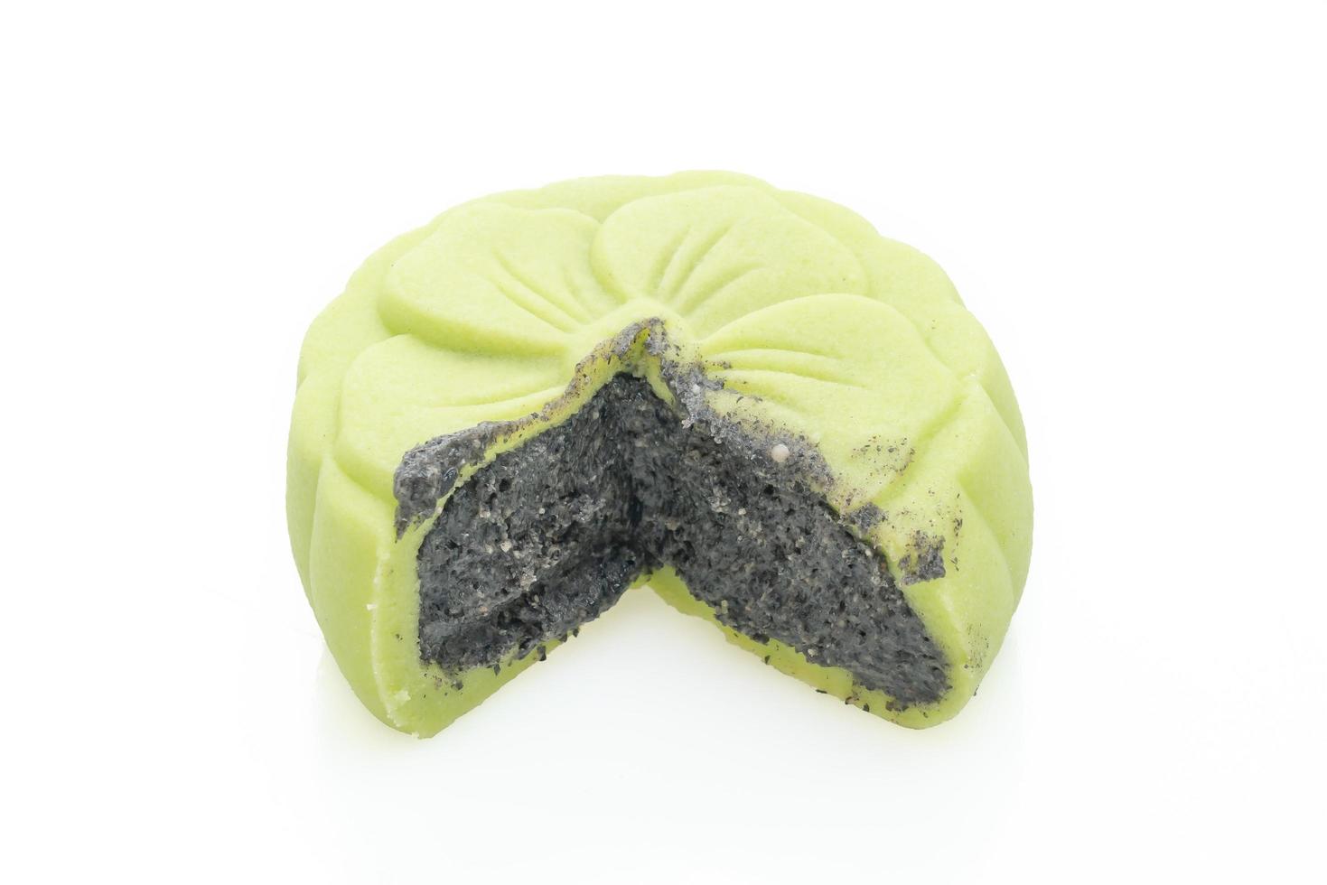 Chinese moon cake green tea flavour with black sesame photo