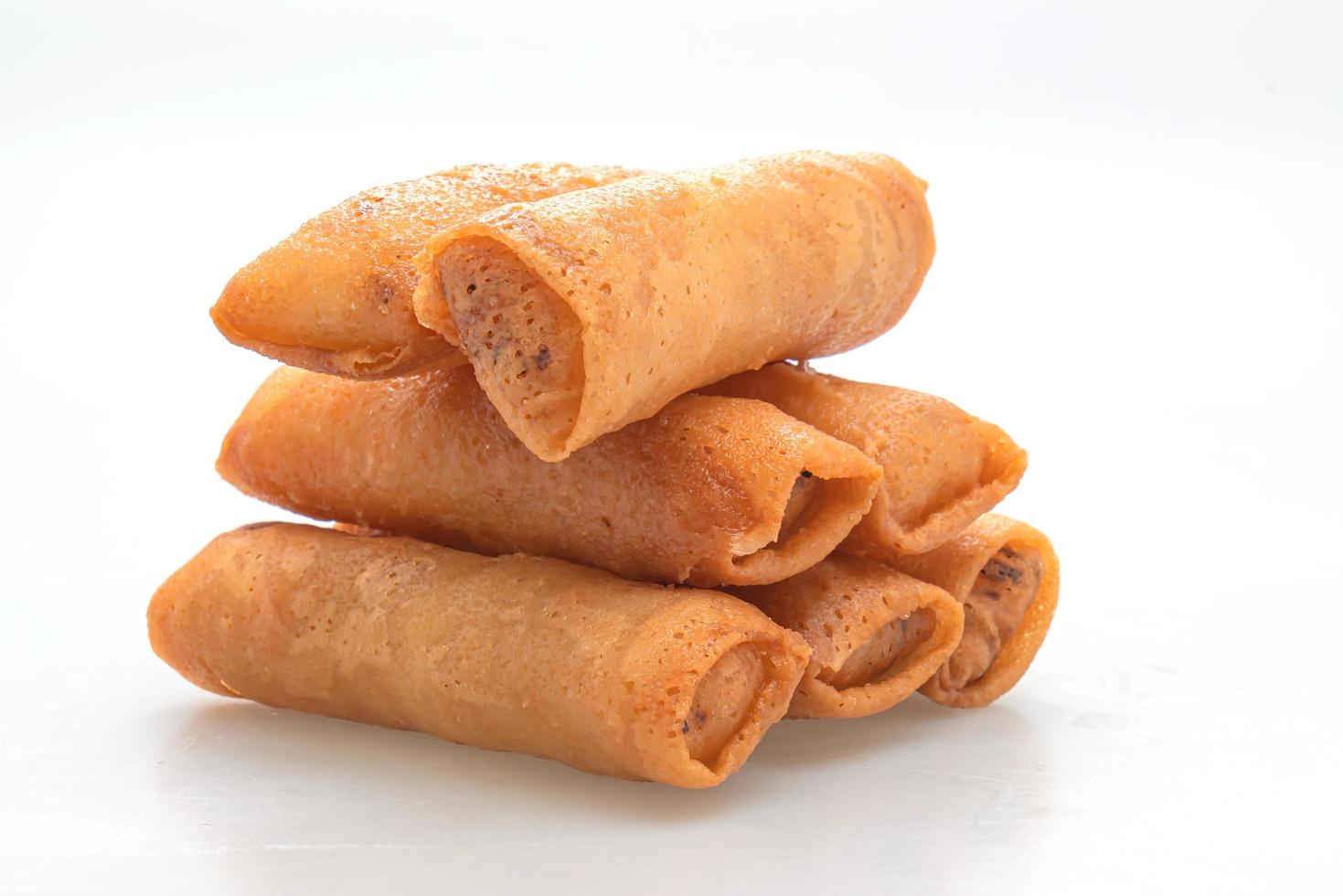 Deep-fried spring roll isolated on white background photo