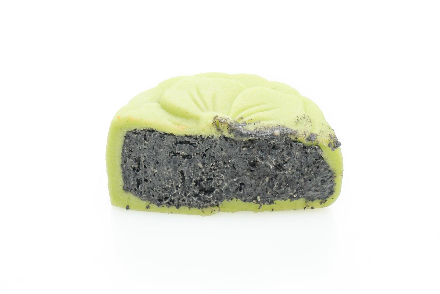 Chinese moon cake green tea flavour with black sesame photo