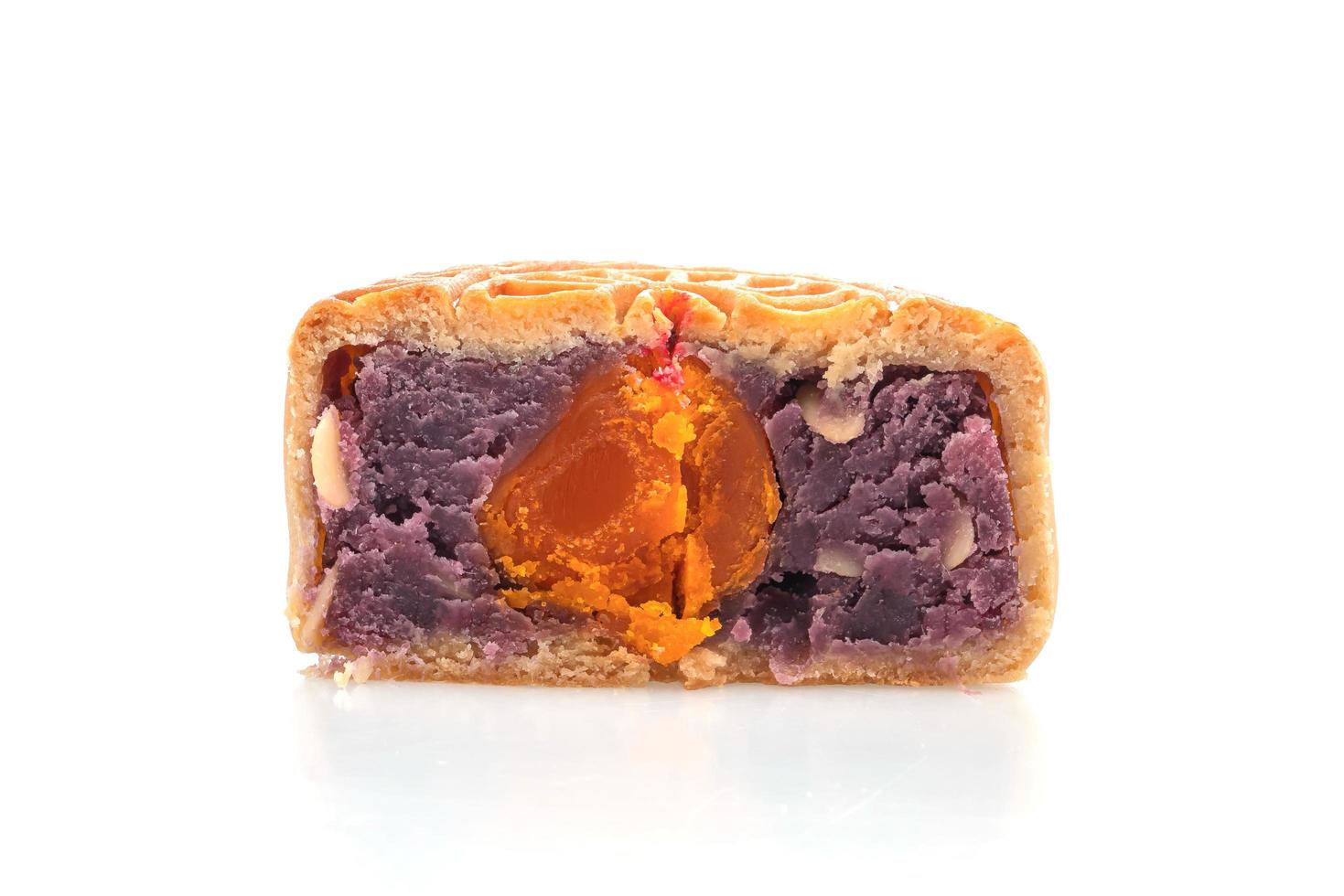 Chinese moon cake purple sweet potato and egg yolk flavour photo