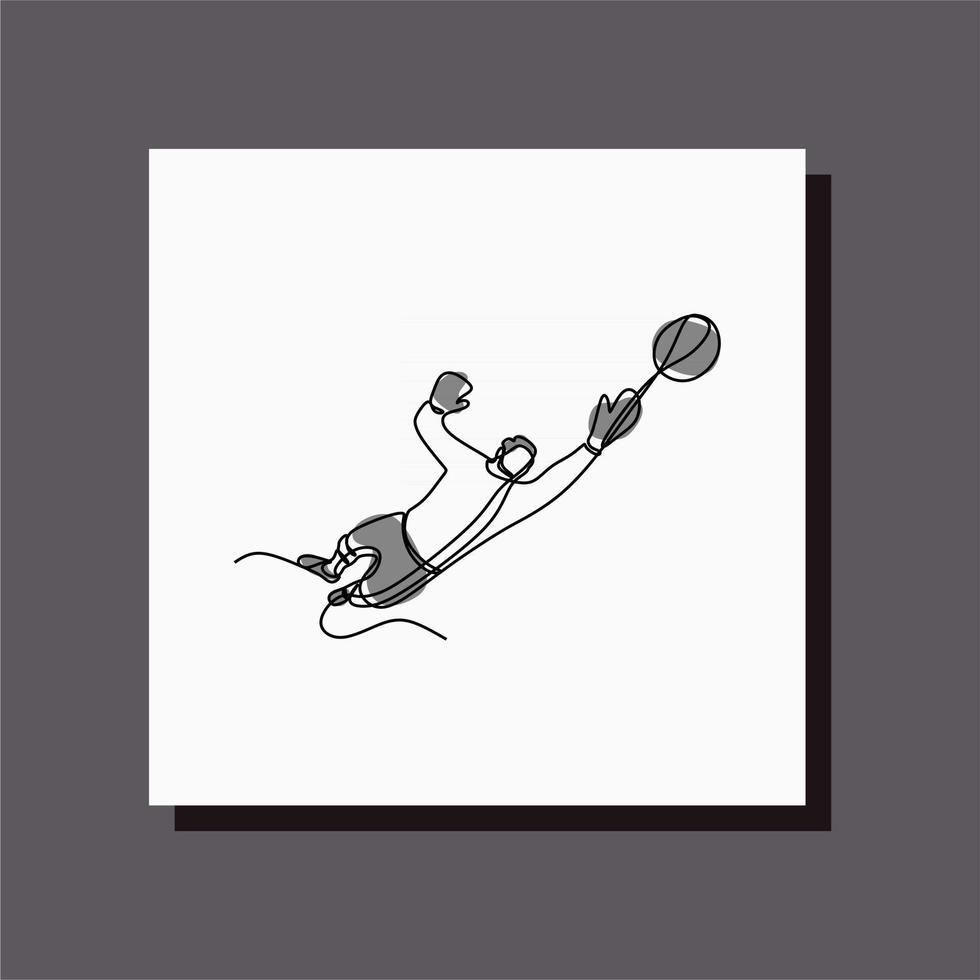 goalkeeper catches the ball one line art vector